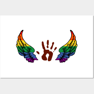 destiel rainbow wings and handprint Posters and Art